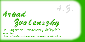 arpad zvolenszky business card